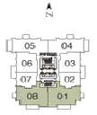 Pinnacle Marina Tower Suite 01 and 08 floor plan, floors 3 through 10, two bedroom, 1,509 square feet