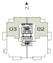Pinnacle Marina Tower Suite 02 and 03 floor plan, floors 27 through 30, two bedroom plus den, 1,587 square feet