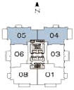 Pinnacle Marina Tower Suite 04 and 05 floor plan, floors 11 through 20, two bedroom plus family room, 1,596 square feet