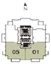 Pinnacle Marina Tower Suite 01 and 05 floor plan, floors 21 through 26, two bedroom plus den, 1,913 square feet