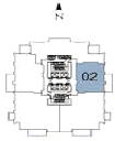 Pinnacle Marina Tower Suite 02 floor plan, floors 21 through 26, two bedroom, 1,045 square feet
